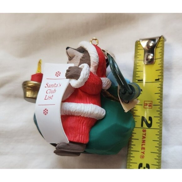 Hallmark Raccoon Keepsake Ornament 1992 Collectors Club anthropomorphic santa - Picture 6 of 6
